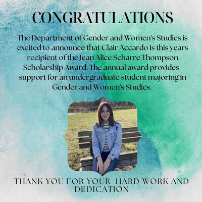 Thompson Scholarship Winner, Claire Accardo